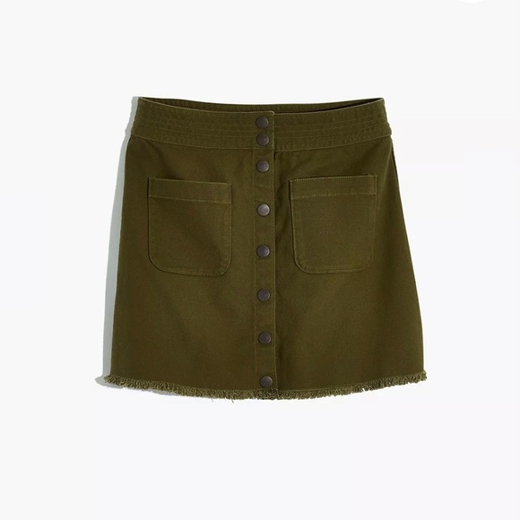 Madewell Raw-Hem A-Line Mini Skirt in Kale Size 2 - Picture 5 of 9
